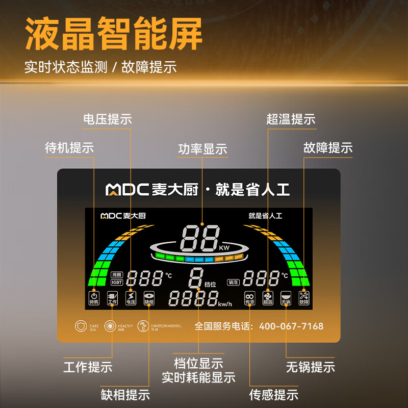 麥大廚星麥款304材質(zhì)電磁雙頭雙尾小炒爐30kw